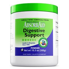 AbsorbAid Digestive Enzymes bottle front promotes smoother meals and nutrient uptake.
