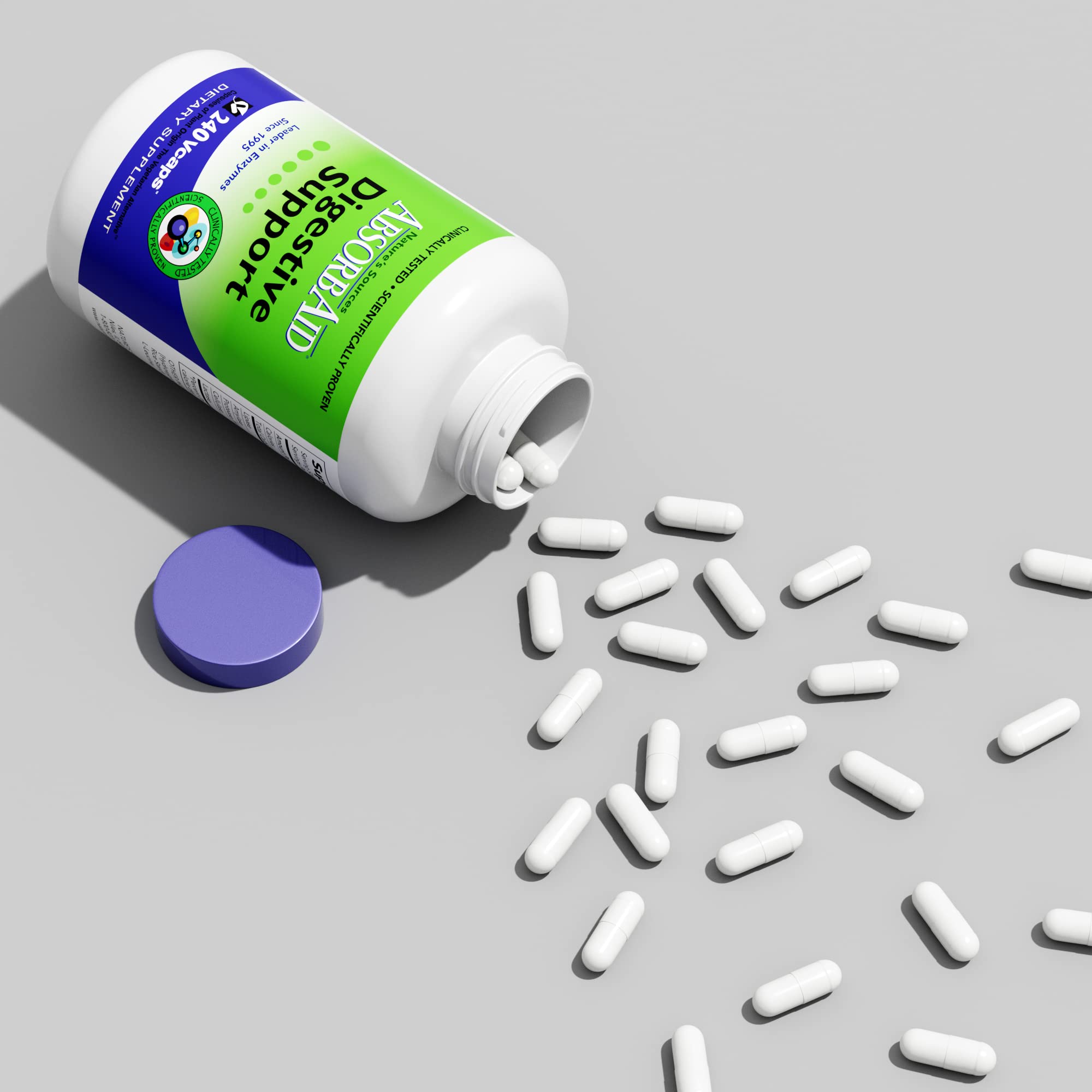 AbsorbAid enzymes ingredients list displayed featuring lipase amylase and protease for digestion