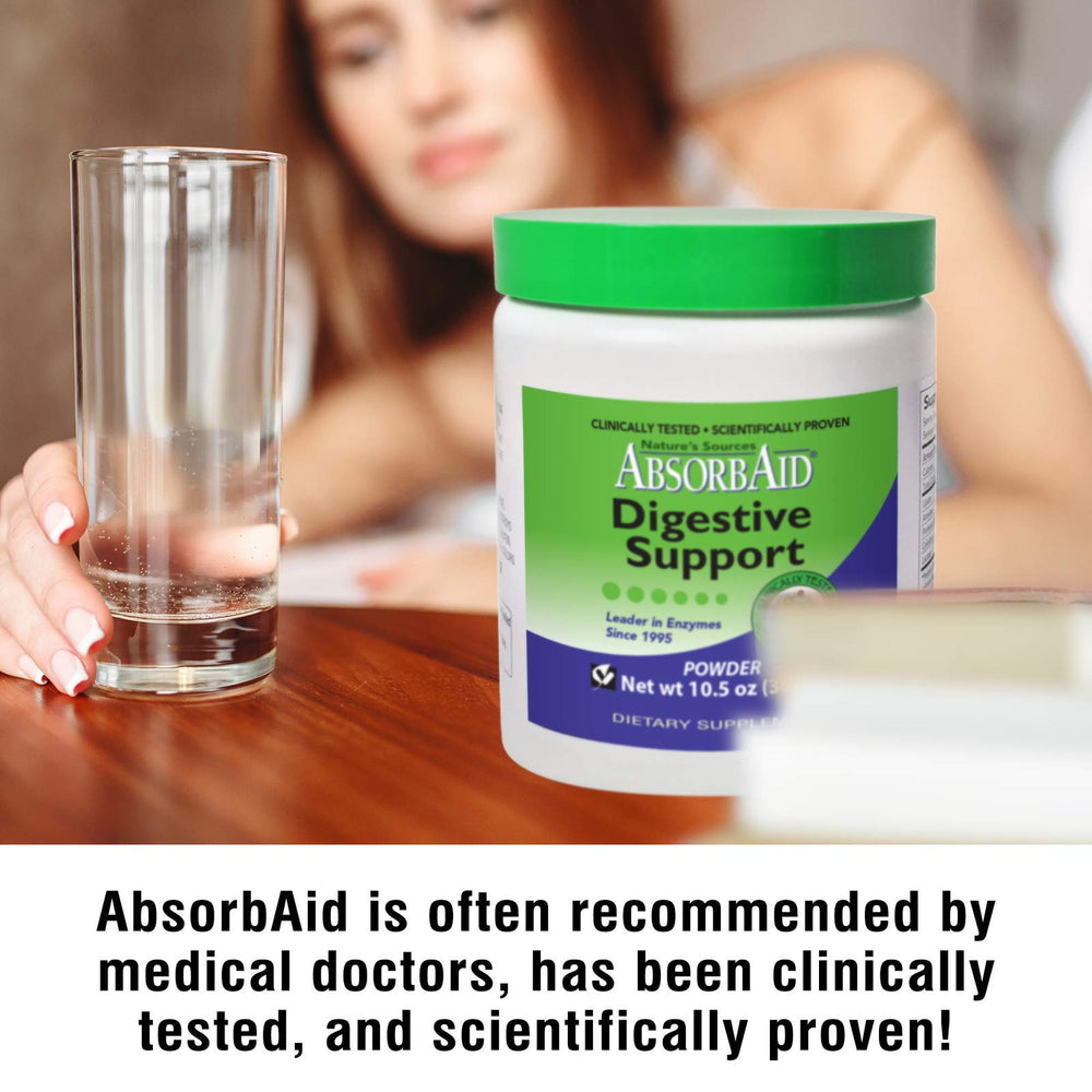 AbsorbAid box and packaging displayed on a countertop for consumer reference.