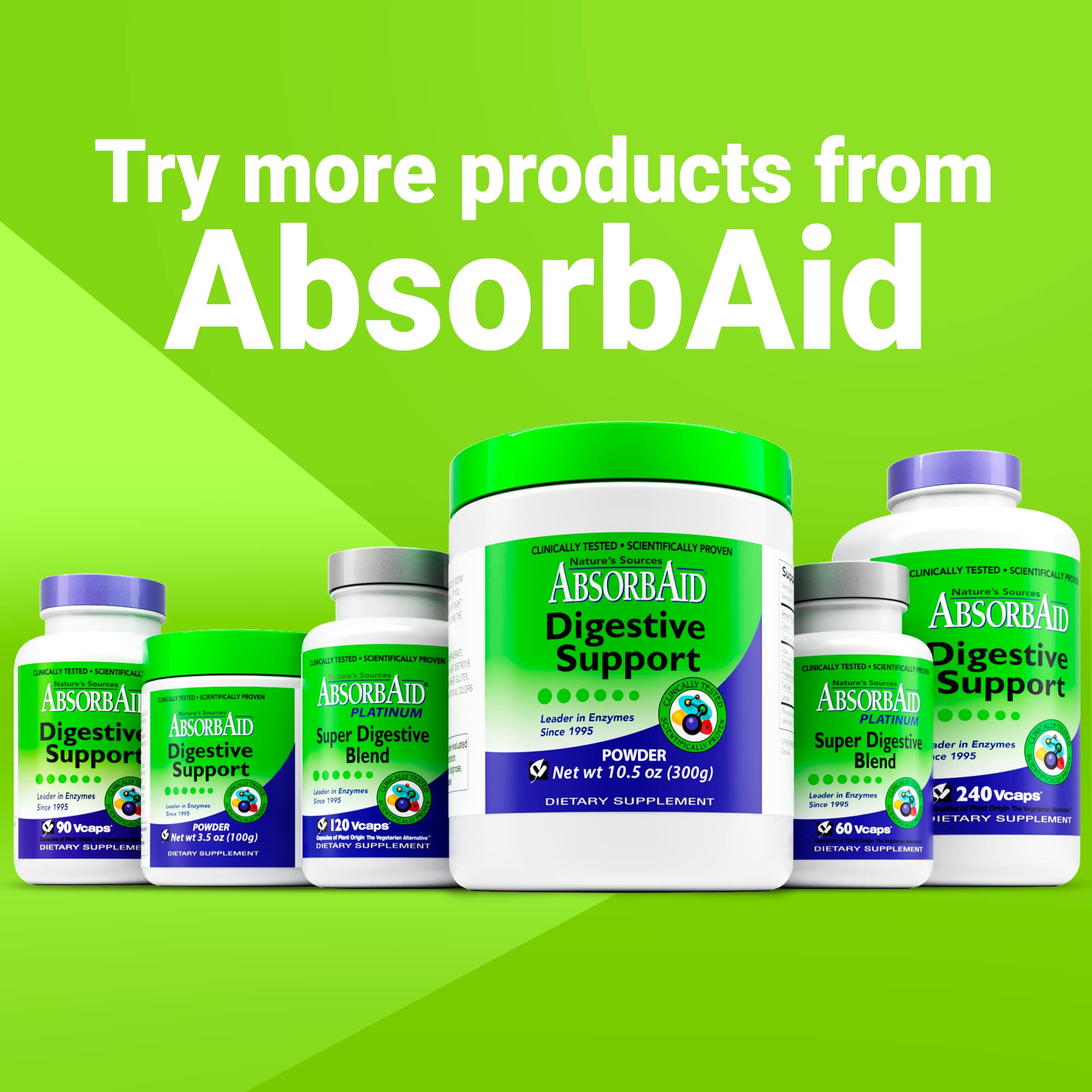 AbsorbAid Digestive Enzymes beside a prepared meal for easy post-meal use.