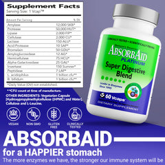 AbsorbAid Platinum bottle pour showing convenient on-the-go digestion support