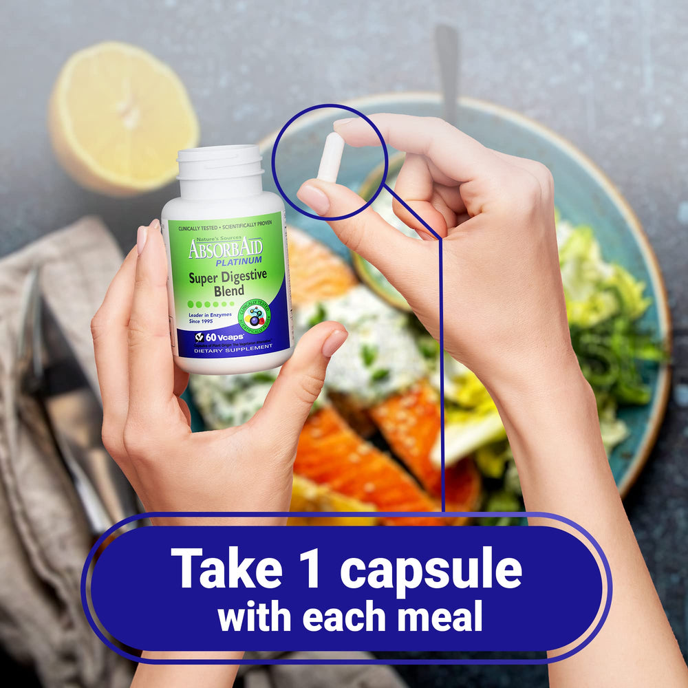 AbsorbAid Platinum digestion benefits graphic highlights energy potential after meals