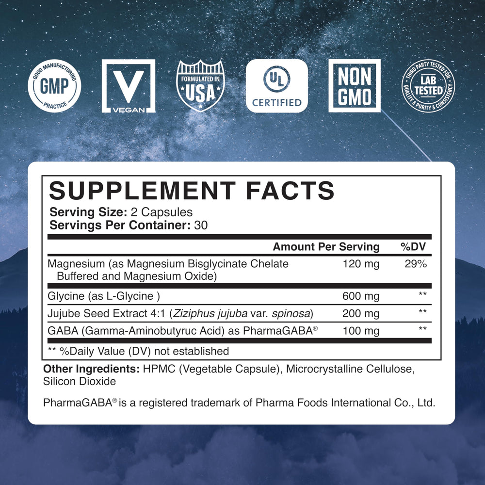 Abundant Earth Magnesium-GABA formulation emphasizes relaxation and a peaceful pre-bed routine