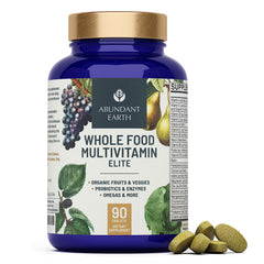 Abundant Earth vegan multivitamin bottle for both genders, daily nutrition.