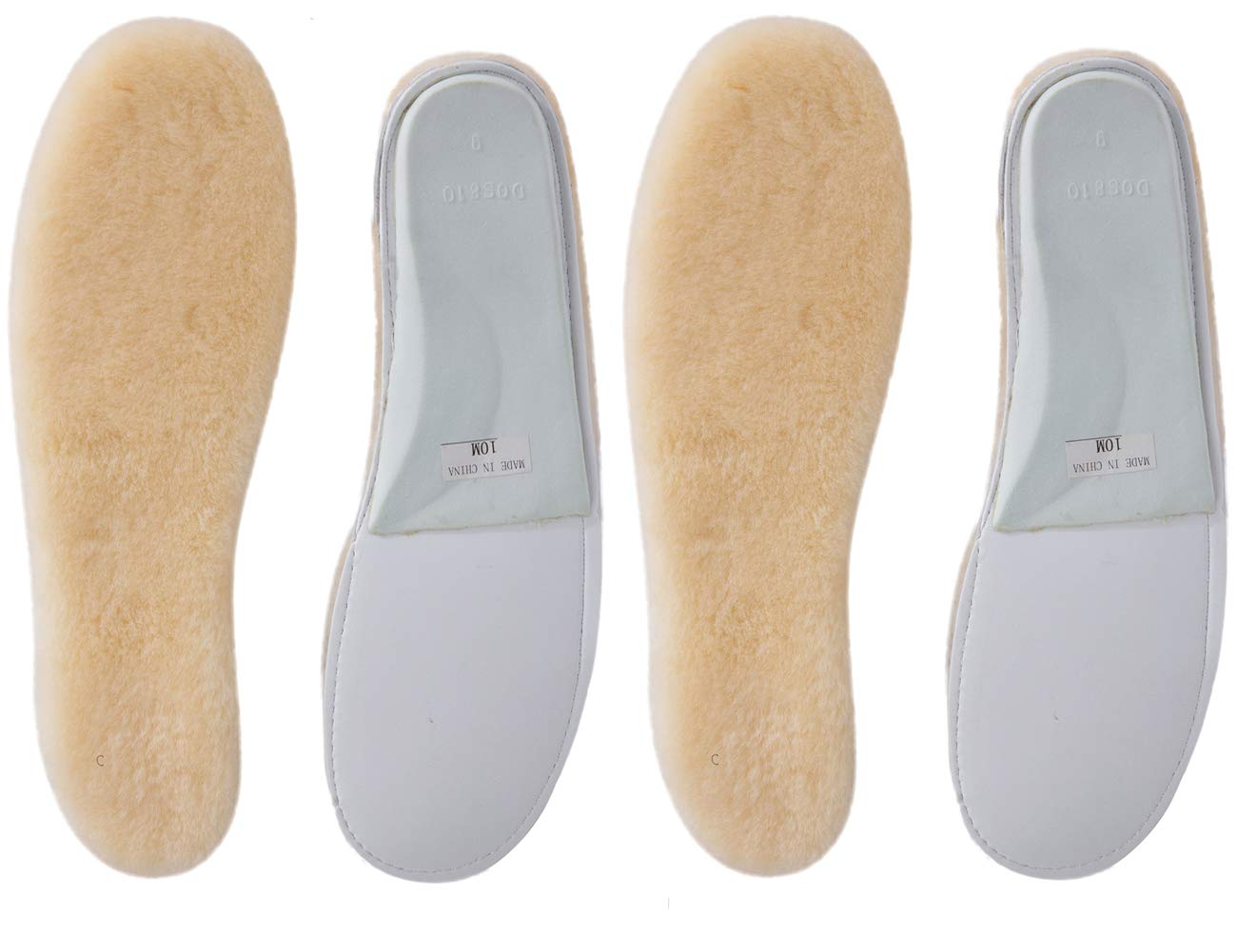 ABUSA premium think wool sheepskin insoles closeup reveals soft warmth for footwear.