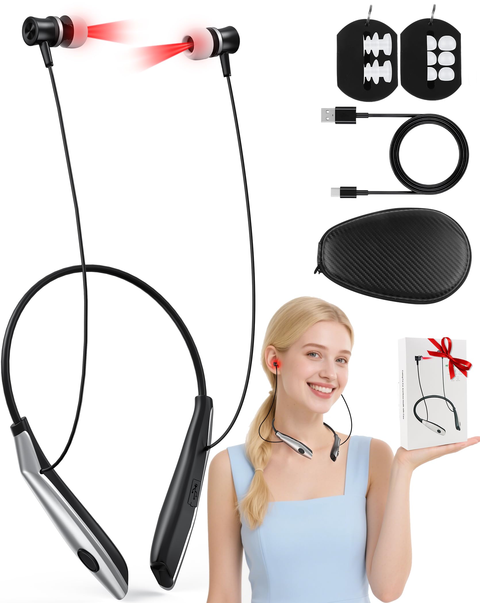 ABXMAS ears and nose red light device front view with 650nm light