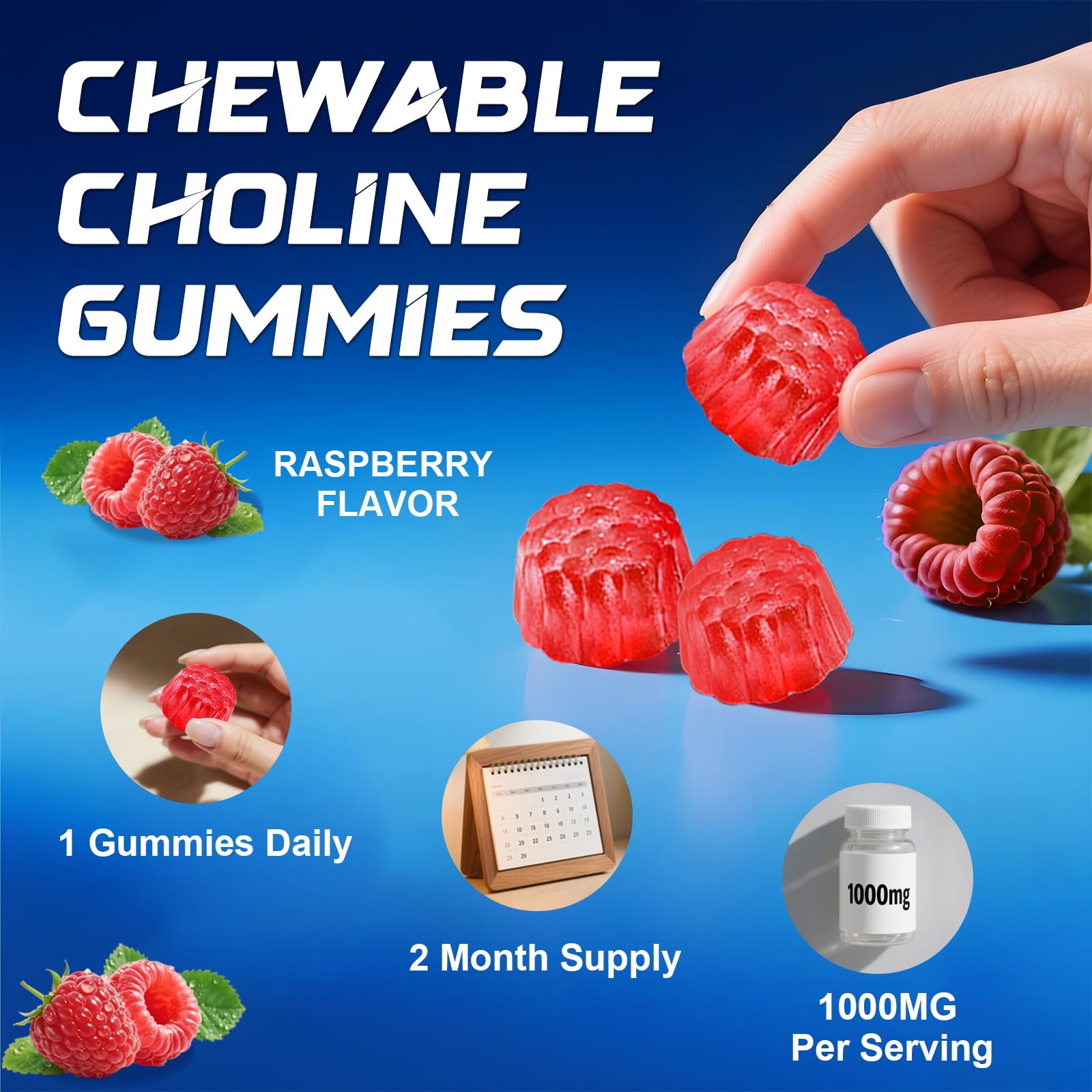 ABYSSUS CDP Choline Gummies bottle pour in action suggesting easy dosing