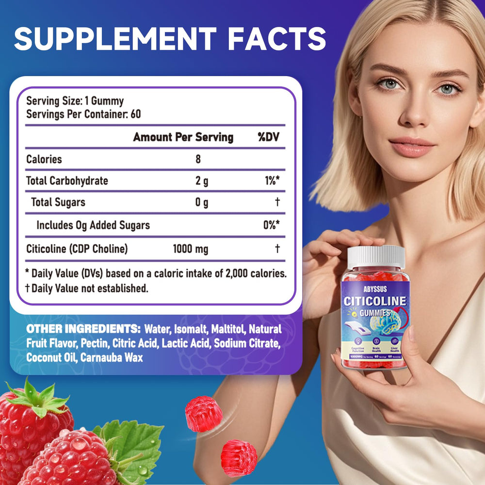 ABYSSUS CDP Choline Gummies closeup texture emphasizing high potency benefits