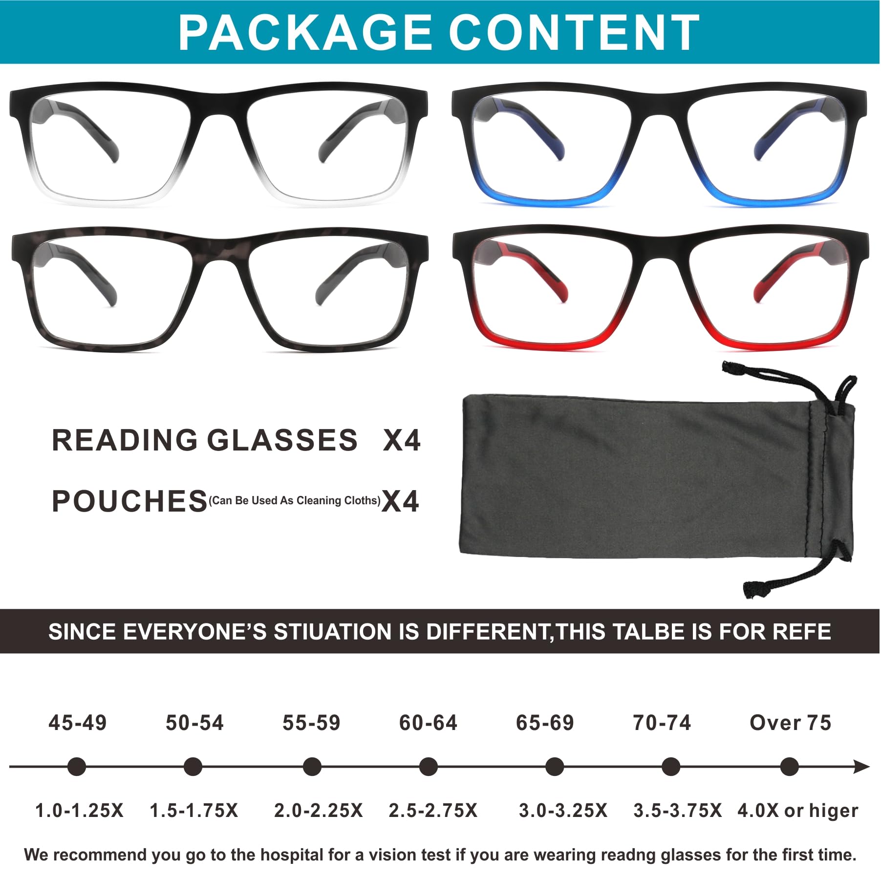 acavefox reading glasses 2.5 diopter high-definition lens clarity