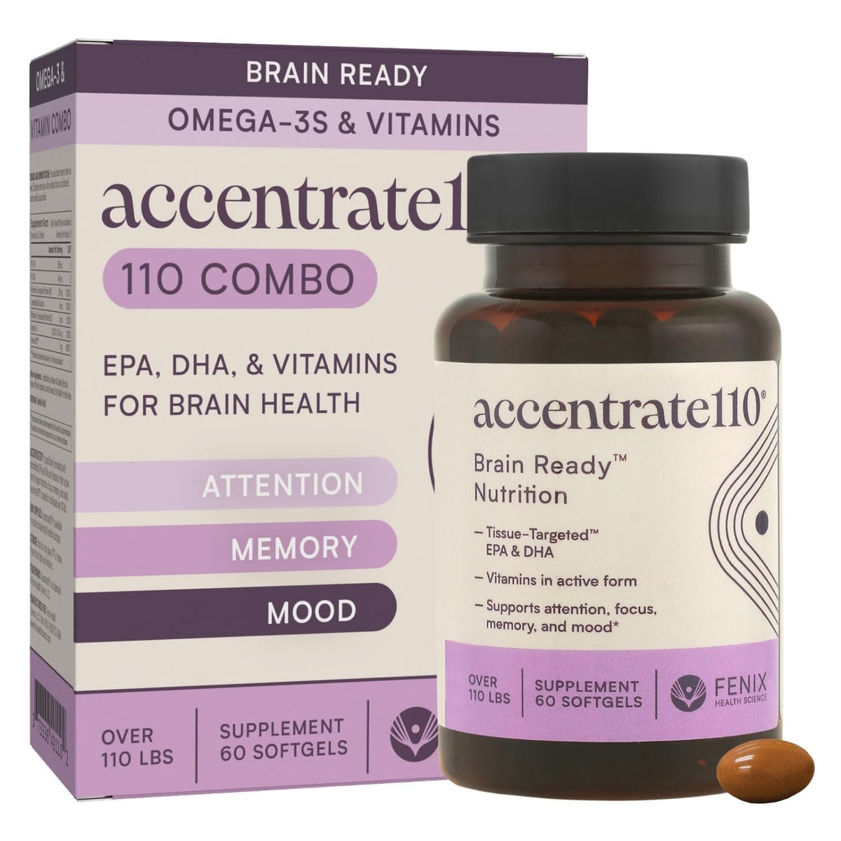 Accentrate110 bottle front for daily focus support.