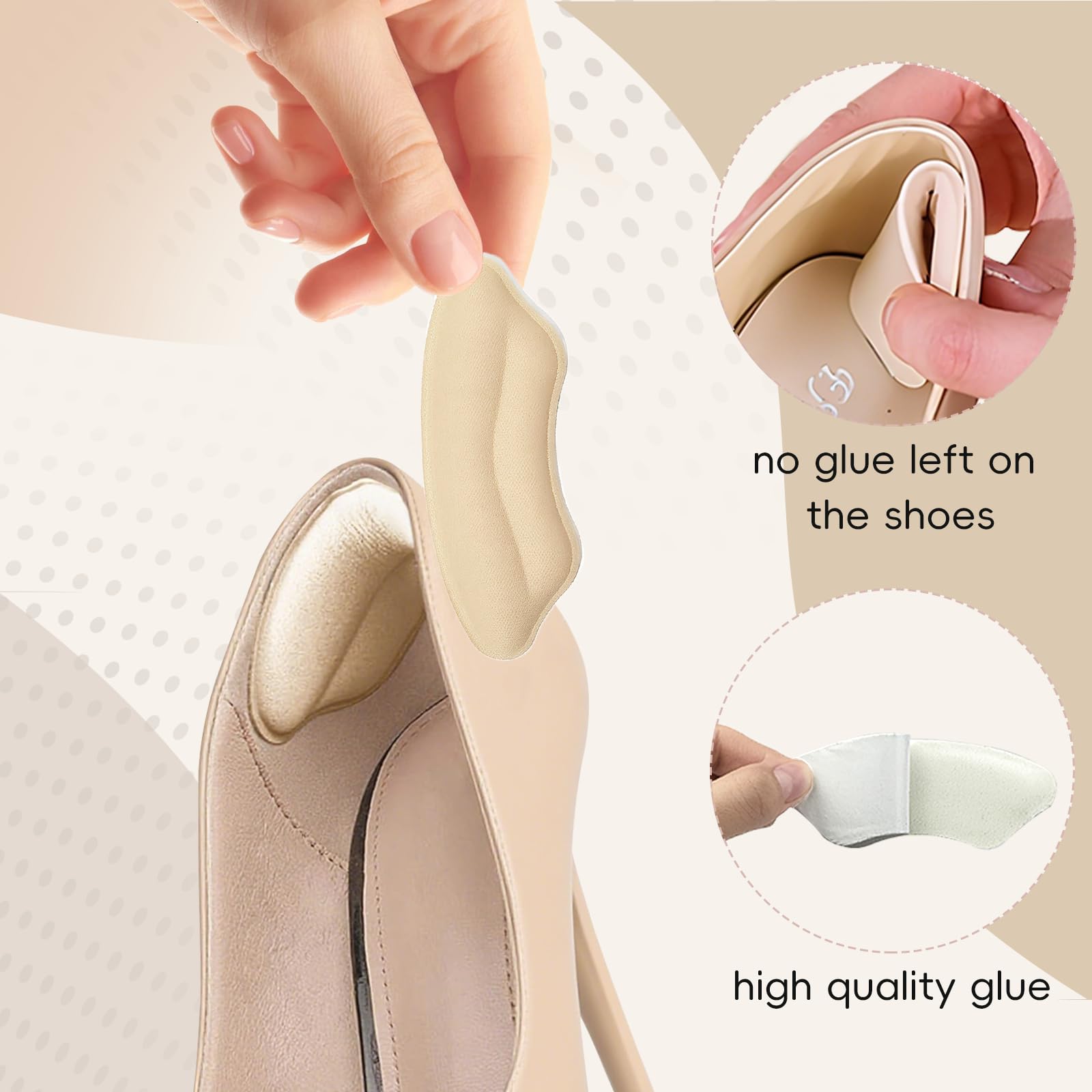Easy-application Accoglie heel pads slip into shoes for instant comfort.