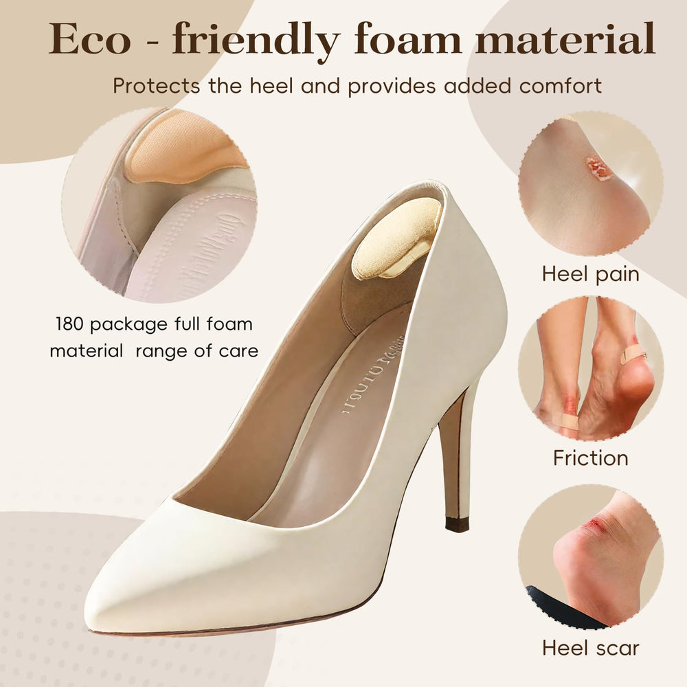 Universal-fit Accoglie heel pads adapt to many shoe types and sizes.