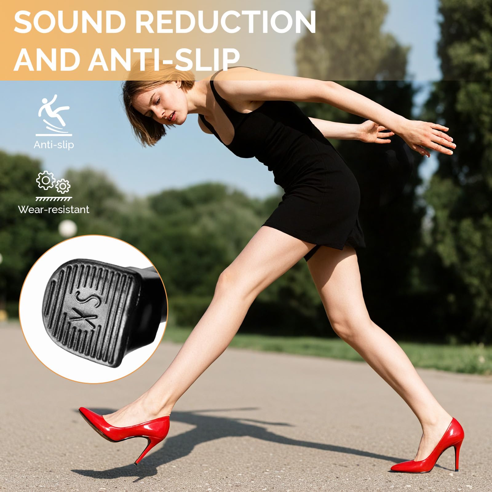 Accoglie XXS to L size range caps – precise fit for many heels.