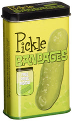 Accoutrements Pickle Bandages tin with latex-free bandages for on-the-go minor care