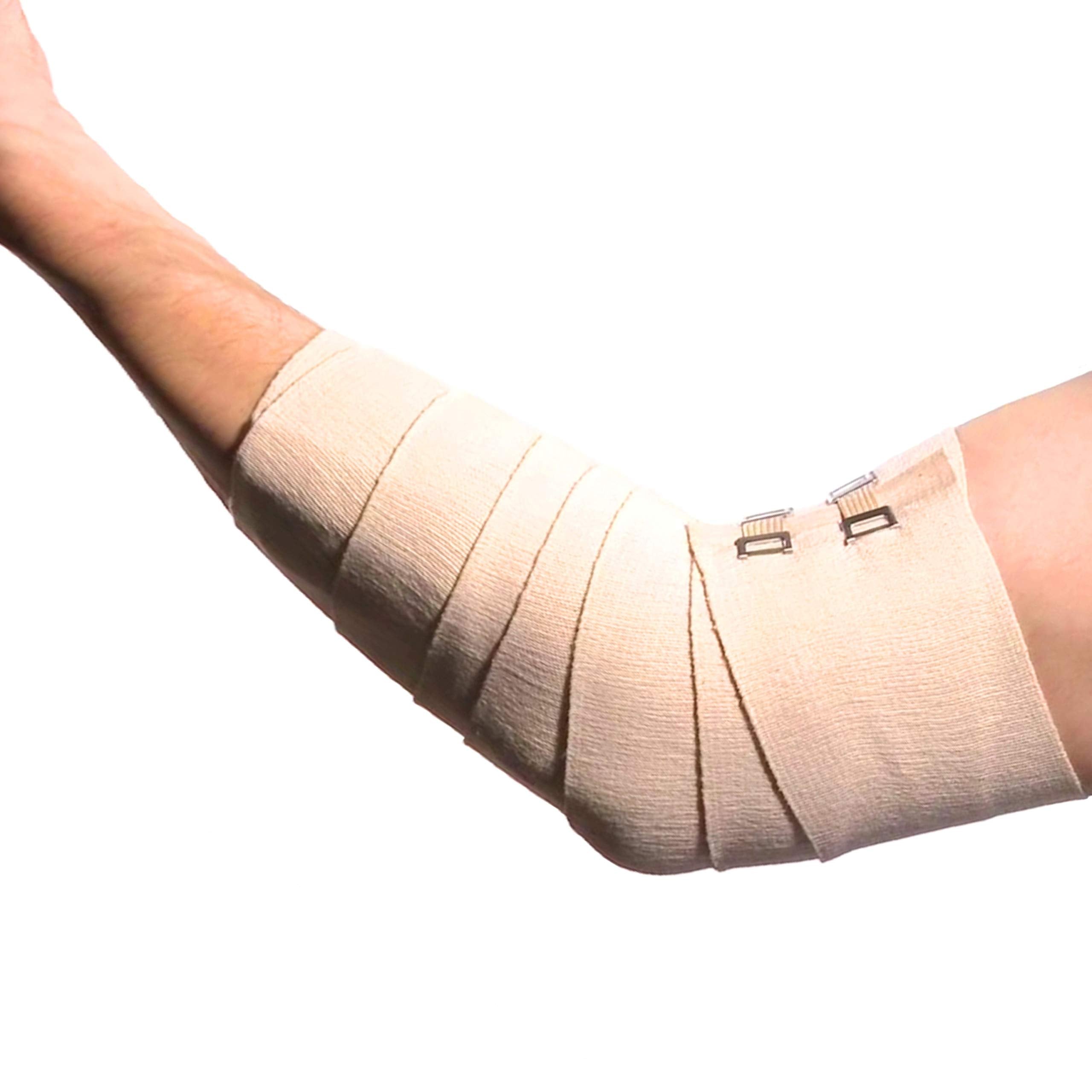 ACE bandage adjustable-tightness showcases customizable compression with easy-fastening clips.