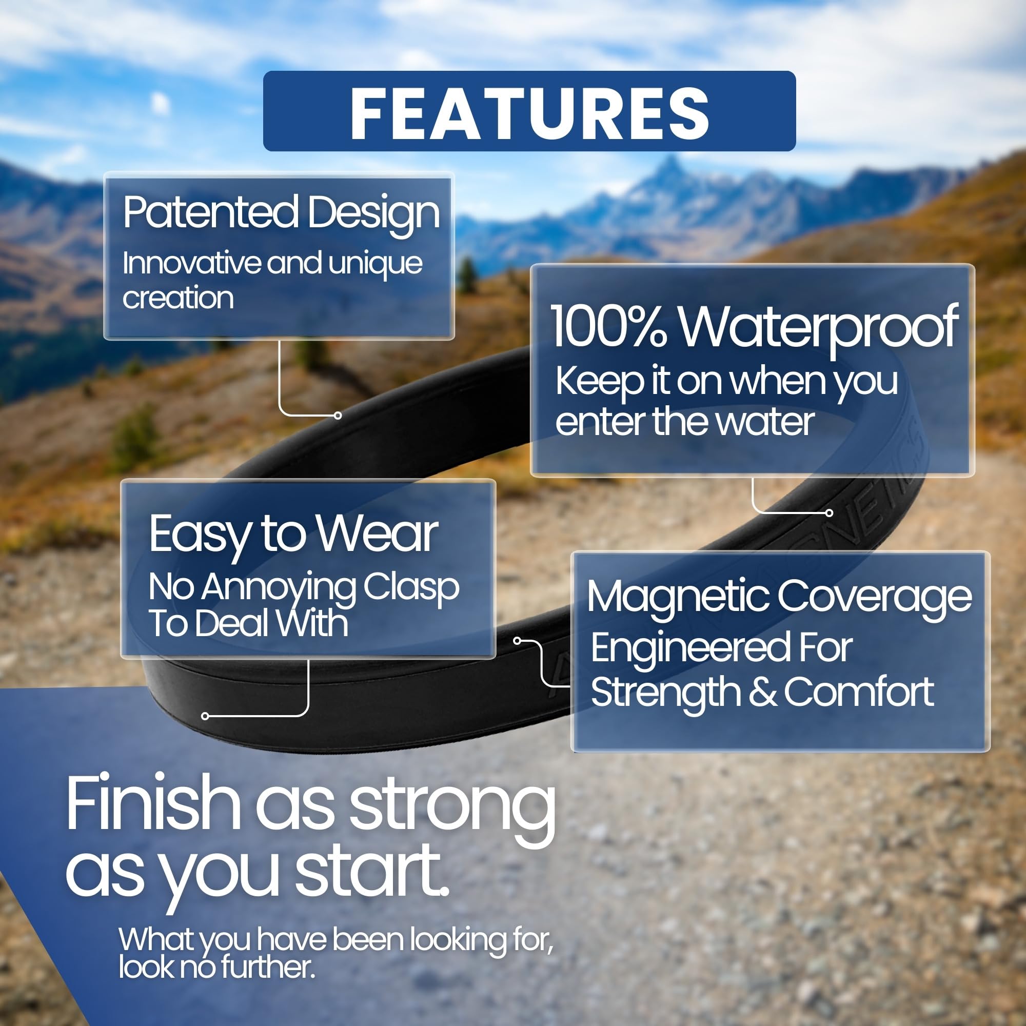 AceMagnetics Rally Band flexible strap enabling easy on/off during workouts.