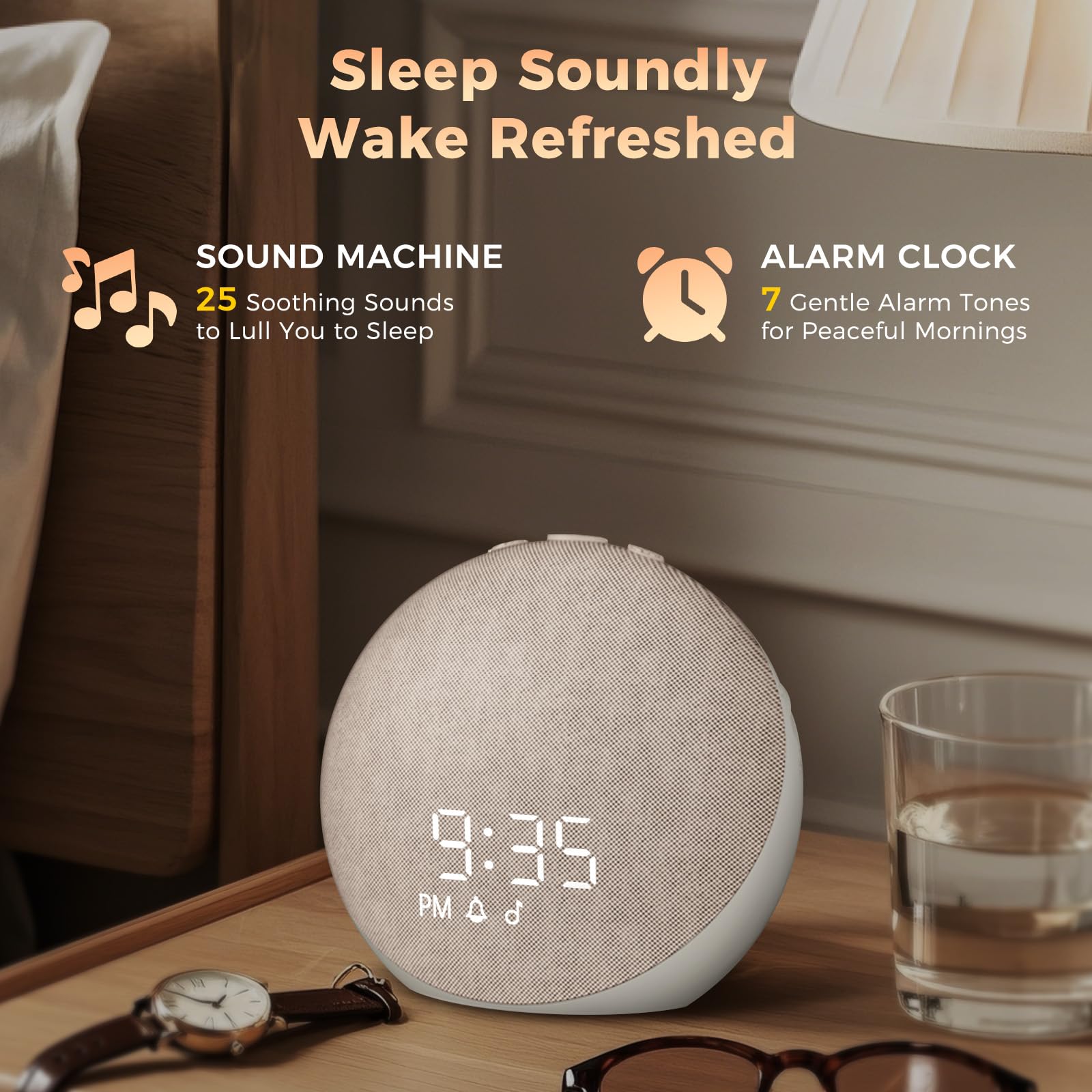 Acedeck 25 calming sounds including white noise and ocean for sleep improvement