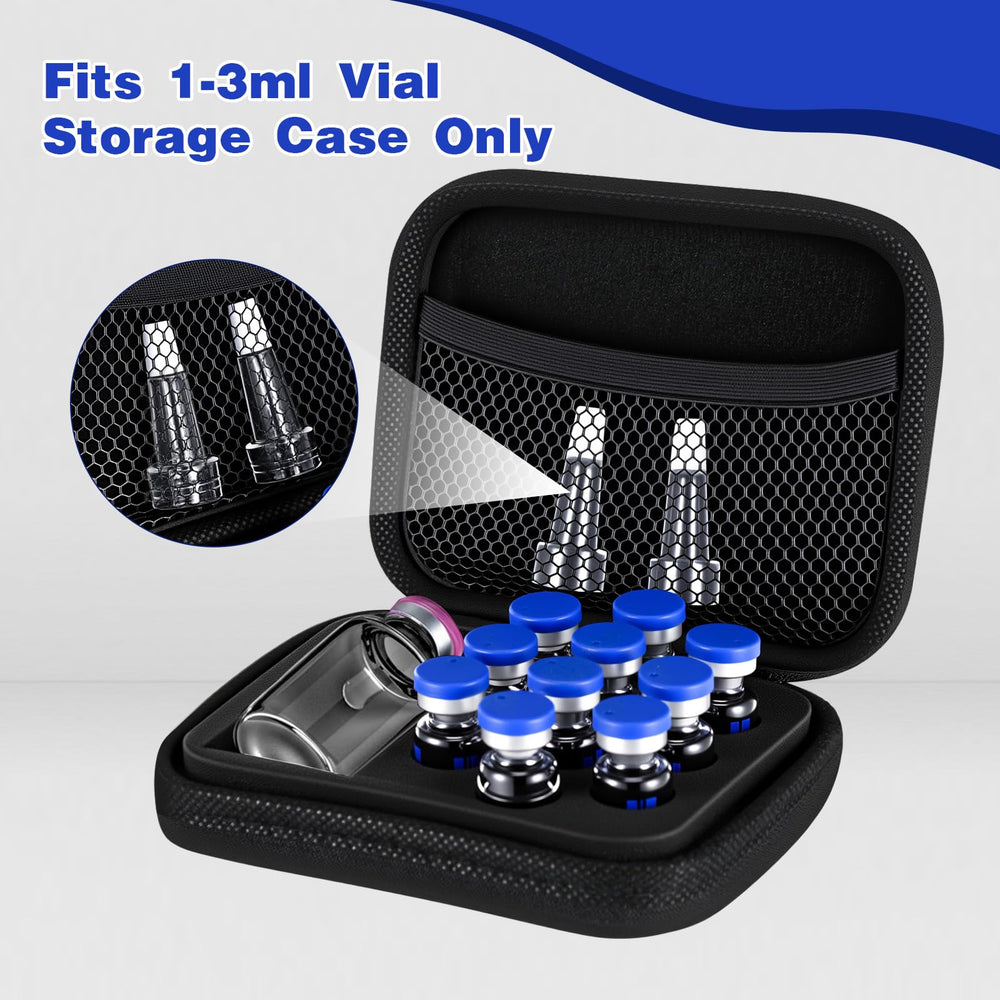 Acellegic peptide case uses EVA foam lining to prevent movement.