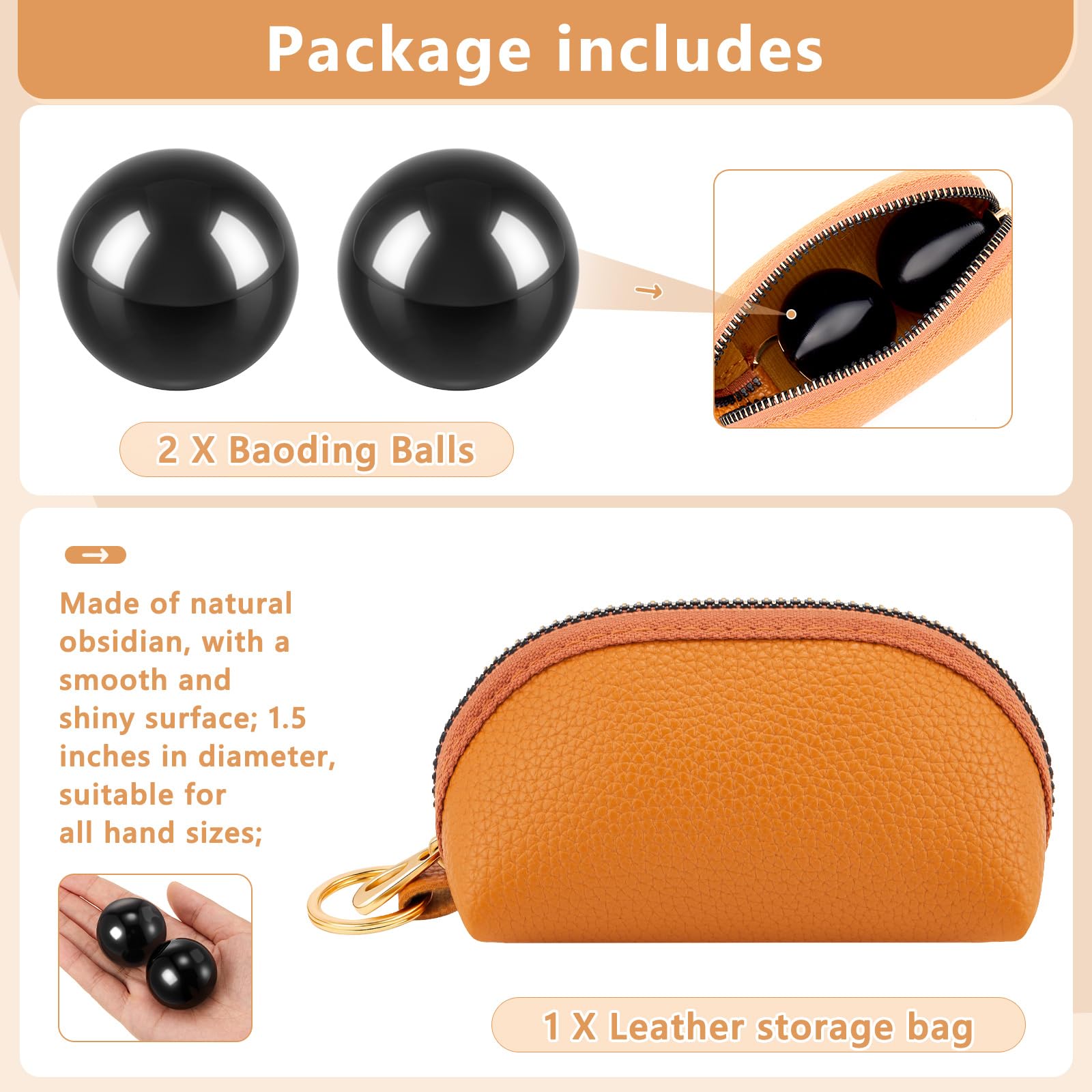 Close-up of AceOrbit leather pouch with Baoding balls for portable wellness