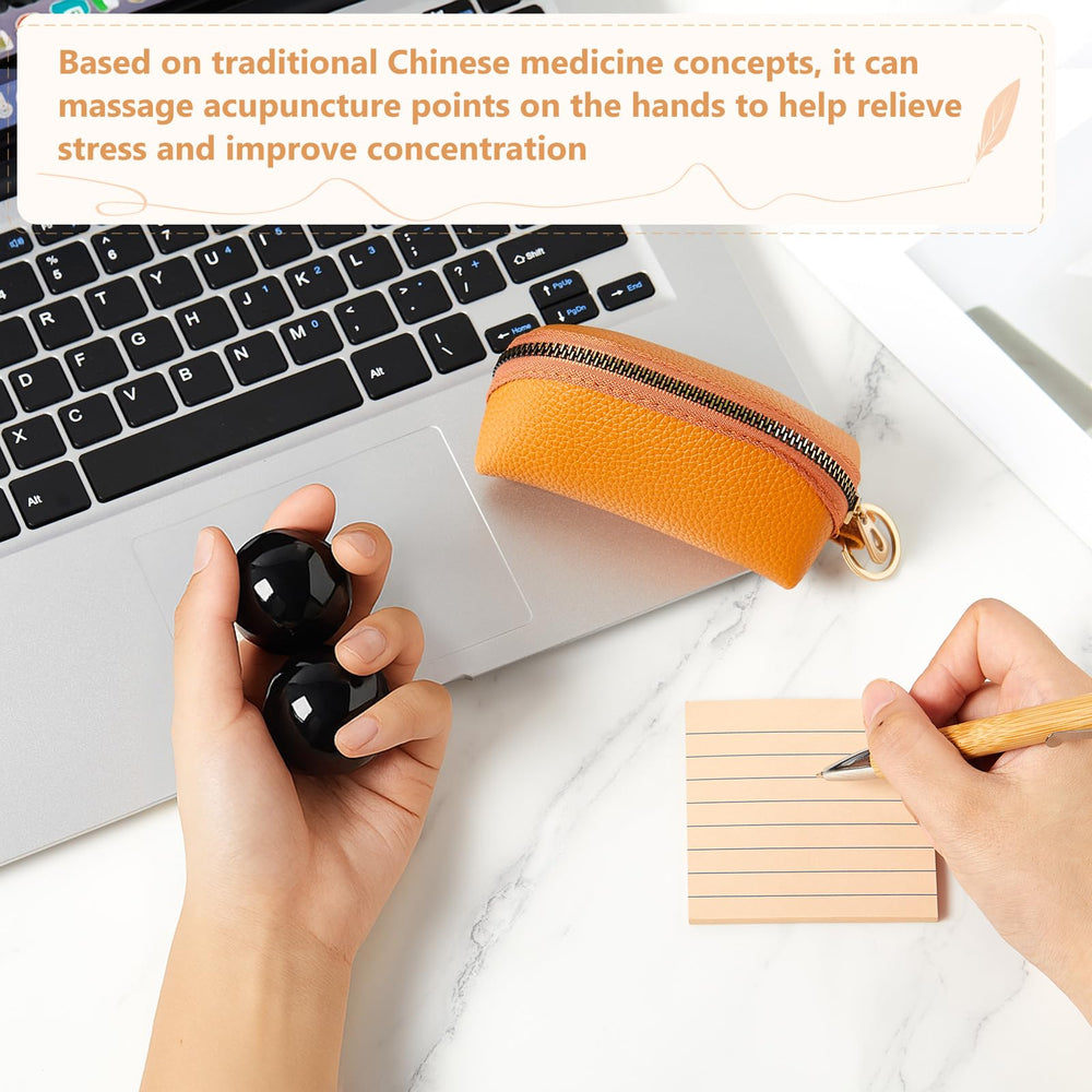 Gift-ready AceOrbit Baoding balls in sleek black obsidian with stylish packaging