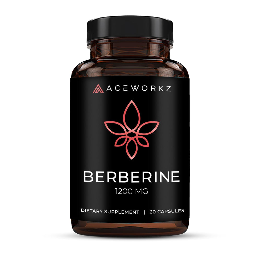 ACEWORKZ Berberine supplement bottle for daily metabolic support and cravings control.