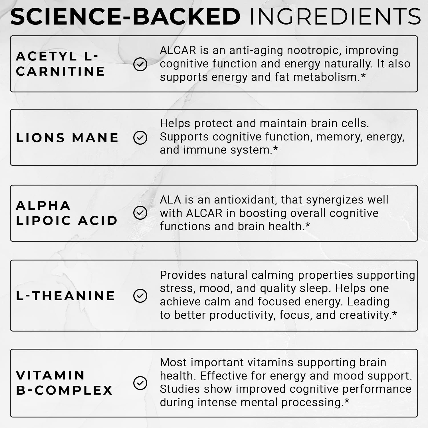 ACEWORKZ Elite Brain label detail shows Lion’s Mane and L-Theanine