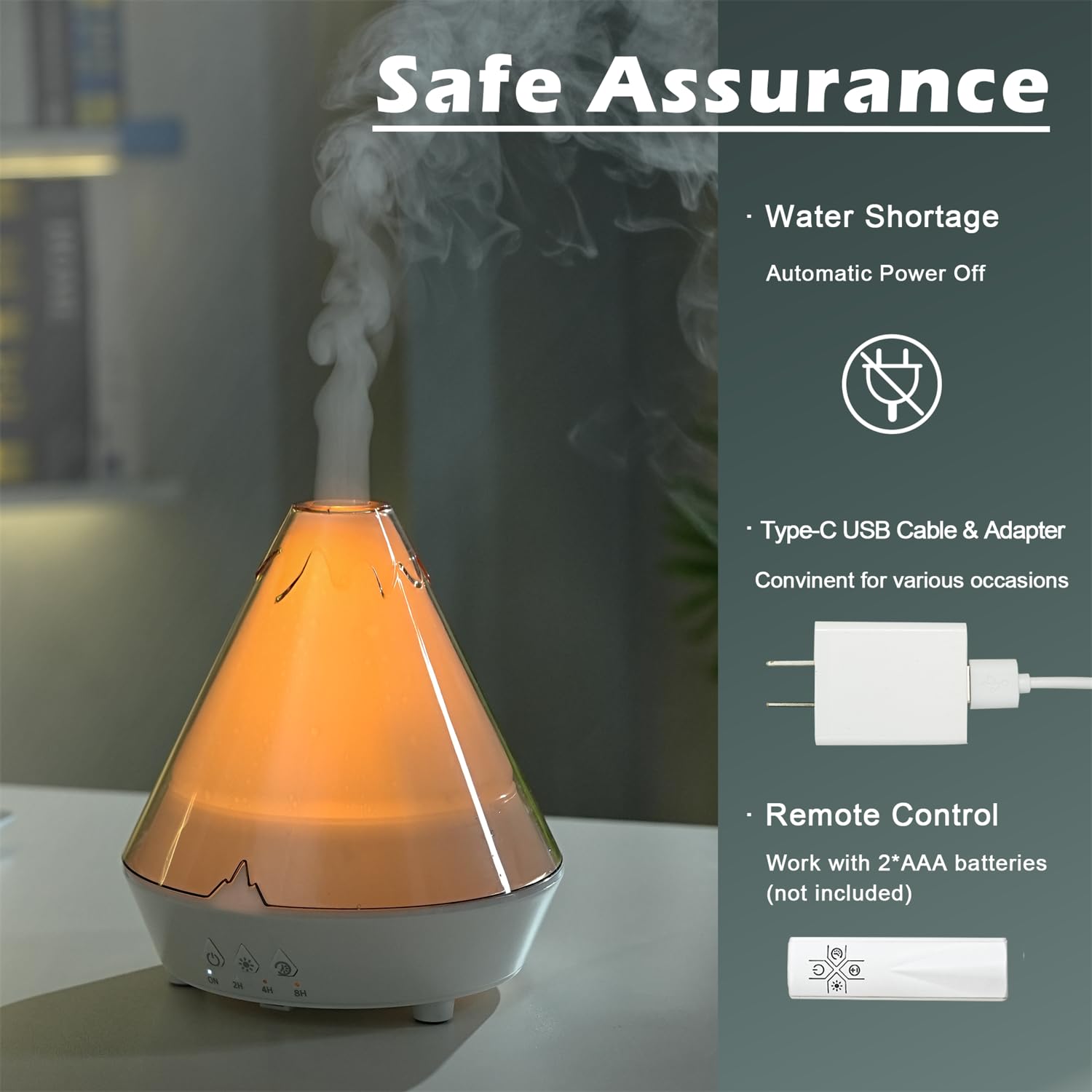 AChoice4U Volcano Diffuser 180ml tank supports longer fragrance sessions.
