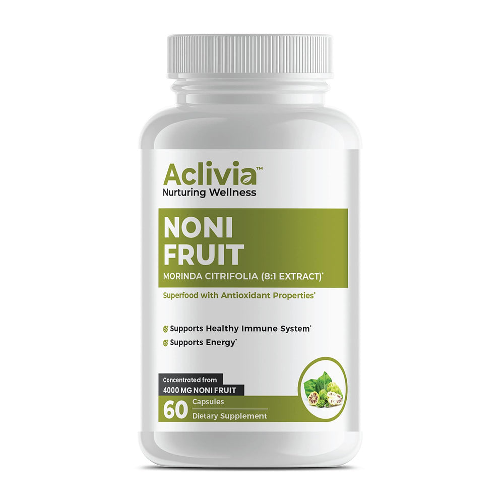 Aclivia Hawaiian Noni capsules bottle image shows convenient daily wellness support