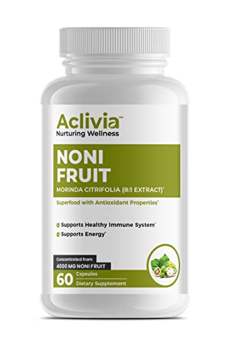 Aclivia Noni capsules close-up highlights pure Morinda citrifolia content for daily use