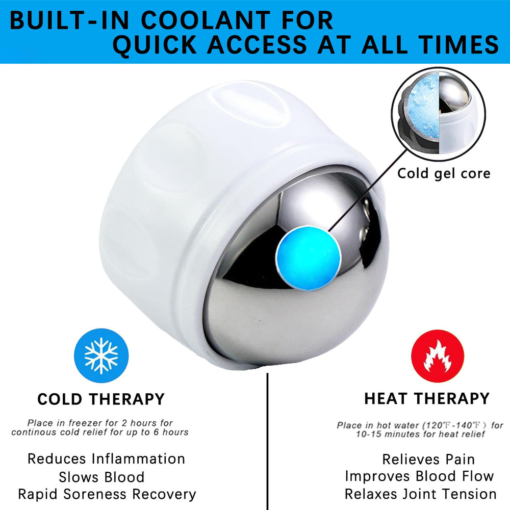 Acreditch Cold Massage Roller Ball in freezer demonstrates long-lasting cold therapy for post-workout recovery.