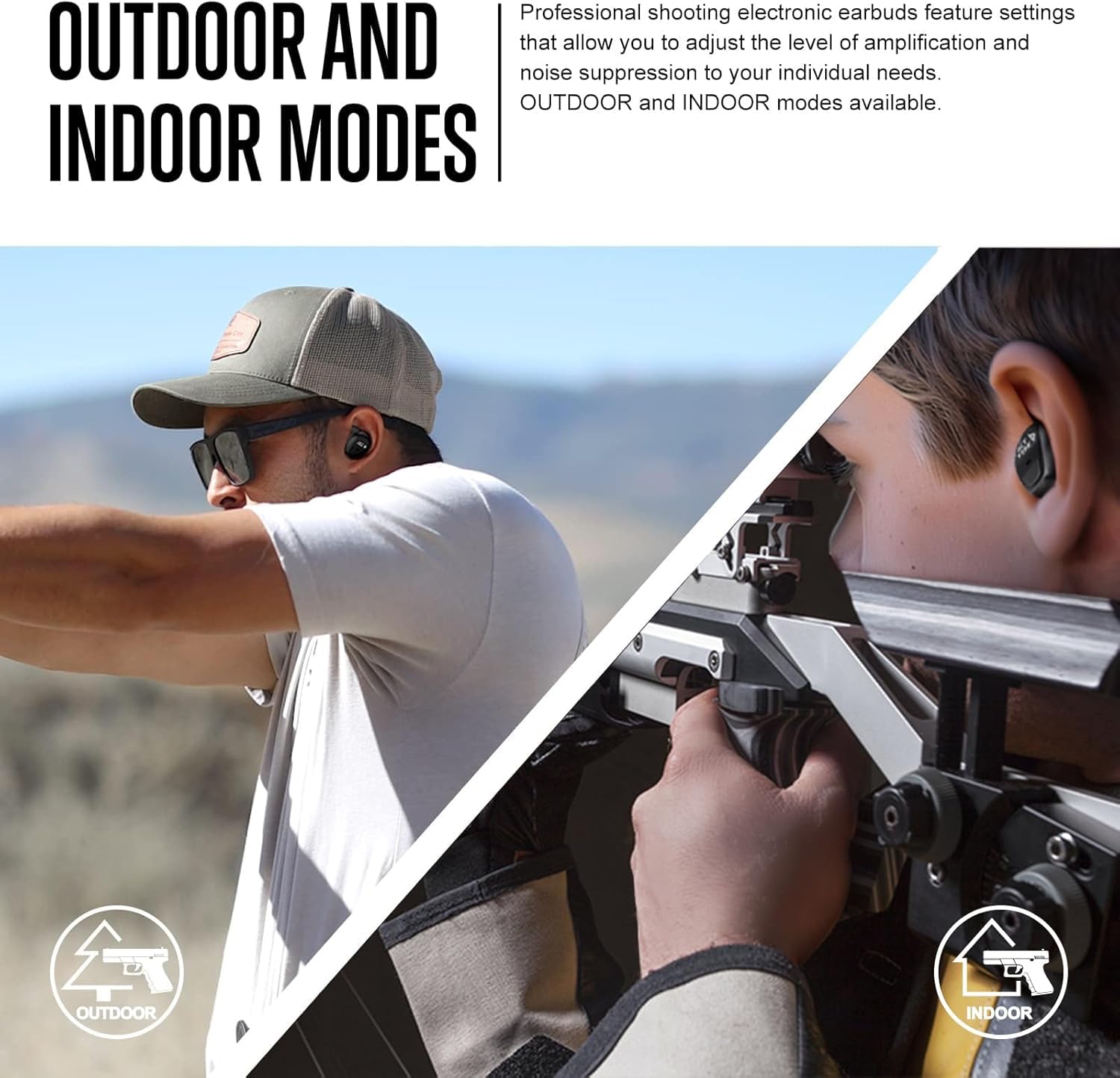 ACT FIRES voice prompts provide instant hearing protection during shooting.