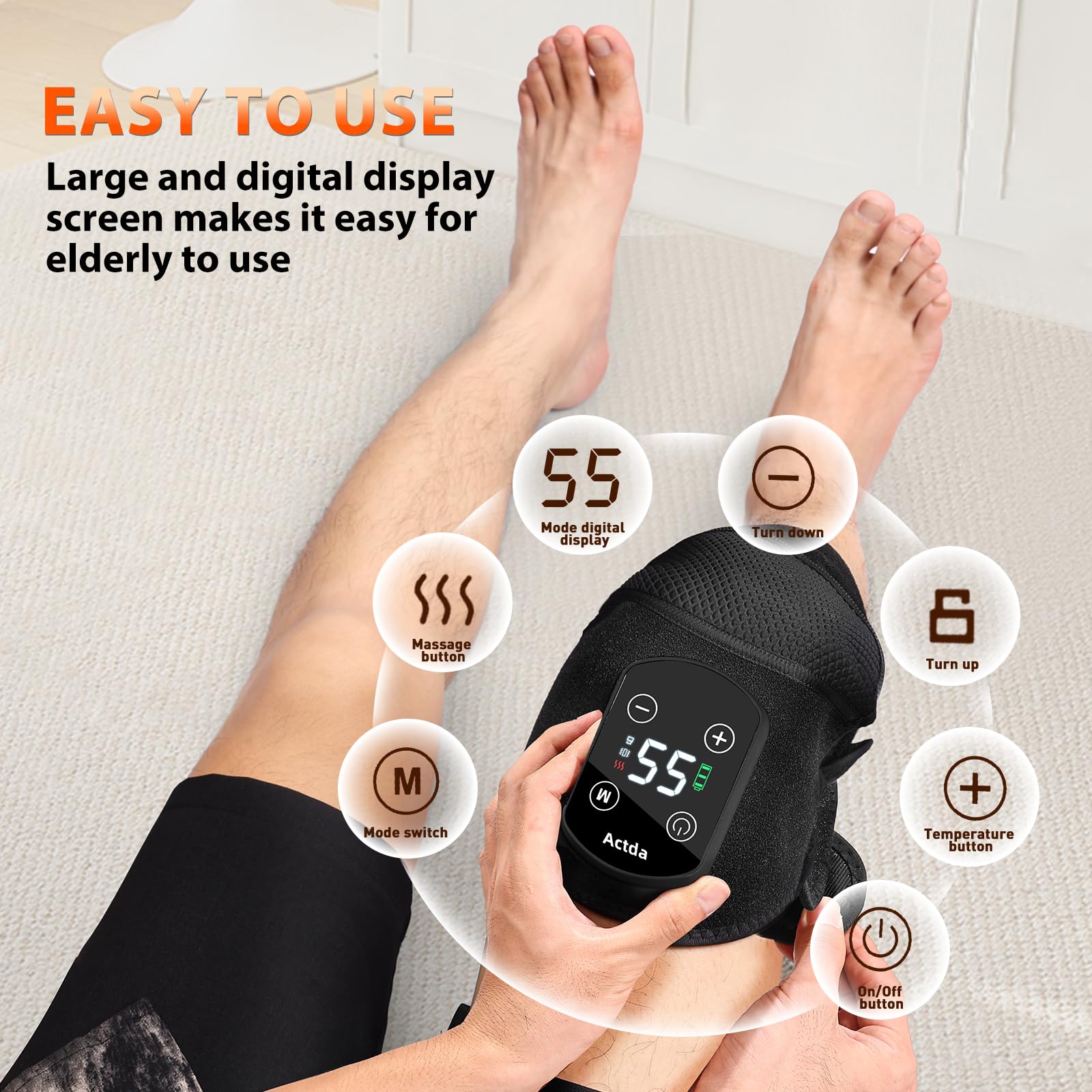 Actda massager in use while walking highlights hands-free convenience.