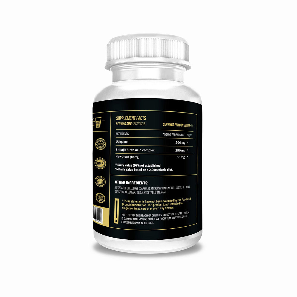 ACTIF CoQ10 bottle with label showcasing Non-GMO and gluten-free formulation.