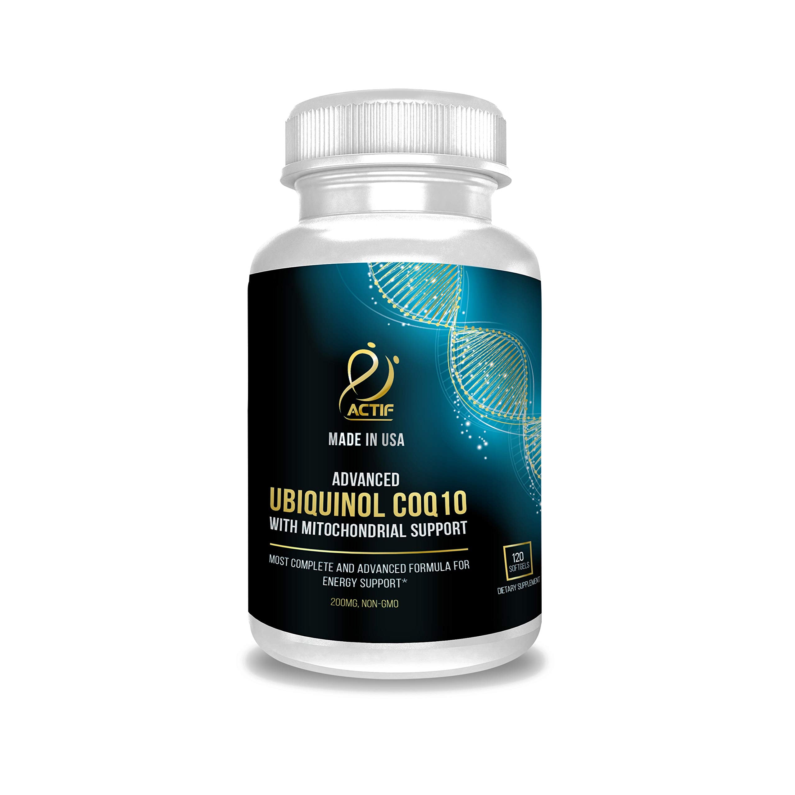 ACTIF Super Ubiquinol CoQ10 bottle for daily energy support.