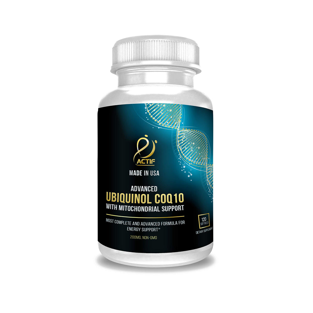 ACTIF Super Ubiquinol CoQ10 bottle for daily energy support.