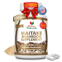 Activa Naturals Maitake bottle front showing premium, additive-free supplement for daily vitality