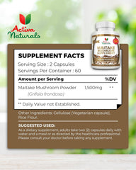 Activa Naturals Maitake capsules close-up highlighting clean, filler-free capsules for everyday wellness