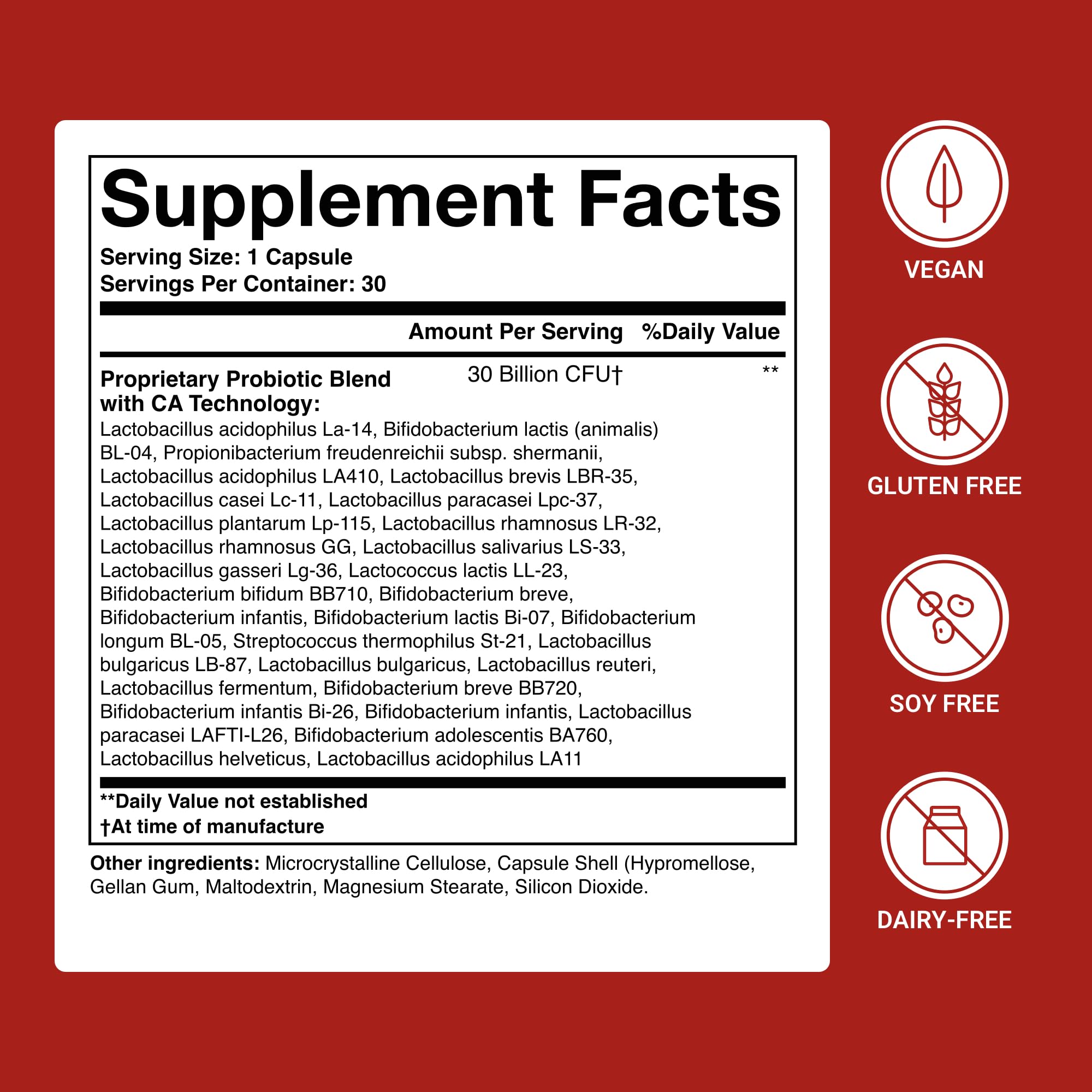 ActivatedYou probiotic capsules close-up highlighting vegetarian, gentle daily use.
