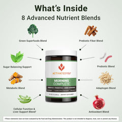 ActivatedYou Morning Complete bottle front emphasizes flavor and convenient everyday use.