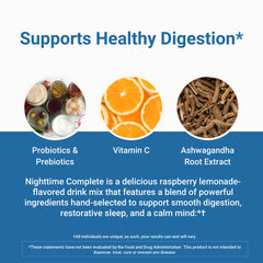 Ingredient panel highlights prebiotics and probiotics for gut-friendly support