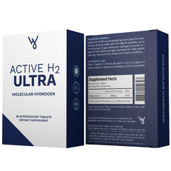 Active H2 Ultra tablet close-up showing effervescence and activation.