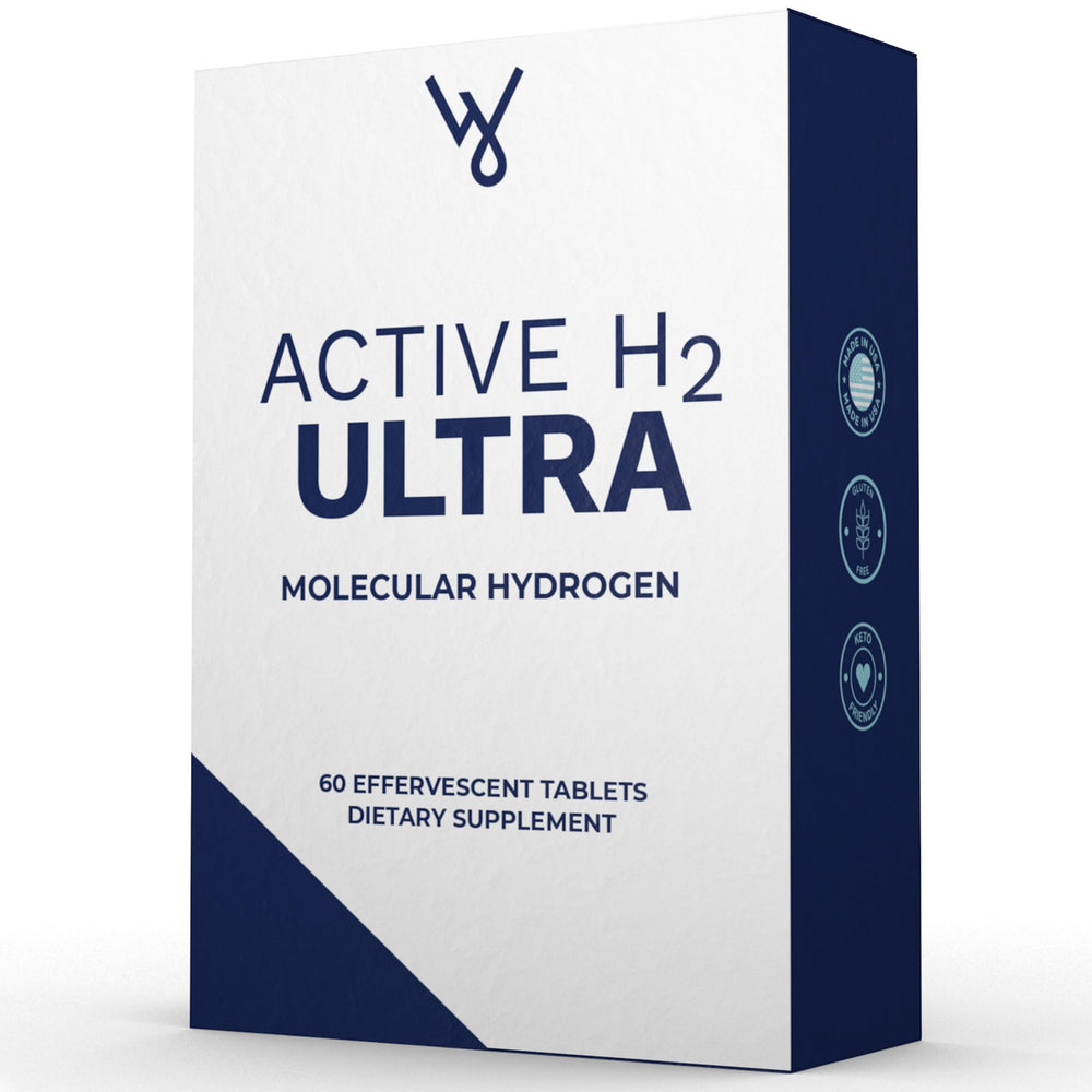 Active H2 Ultra tablet dissolving in water for hydrogen-infused hydration.