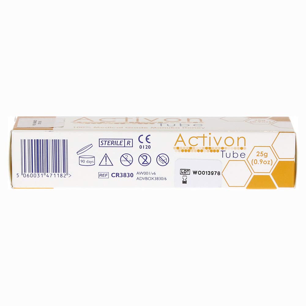 ActivOn medical-grade manuka honey gel close-up texture highlighting sterile formula for wound care.