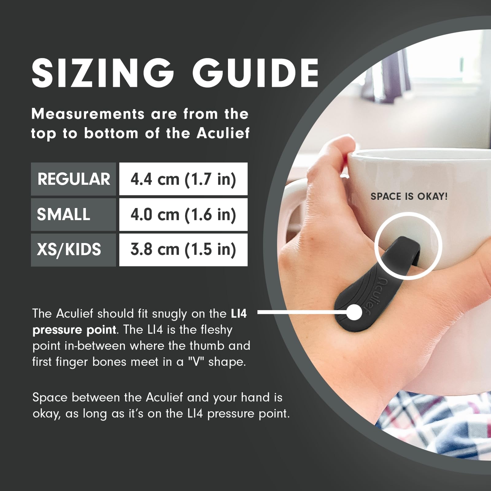 Aculief stress-relief clip in compact design for easy wear