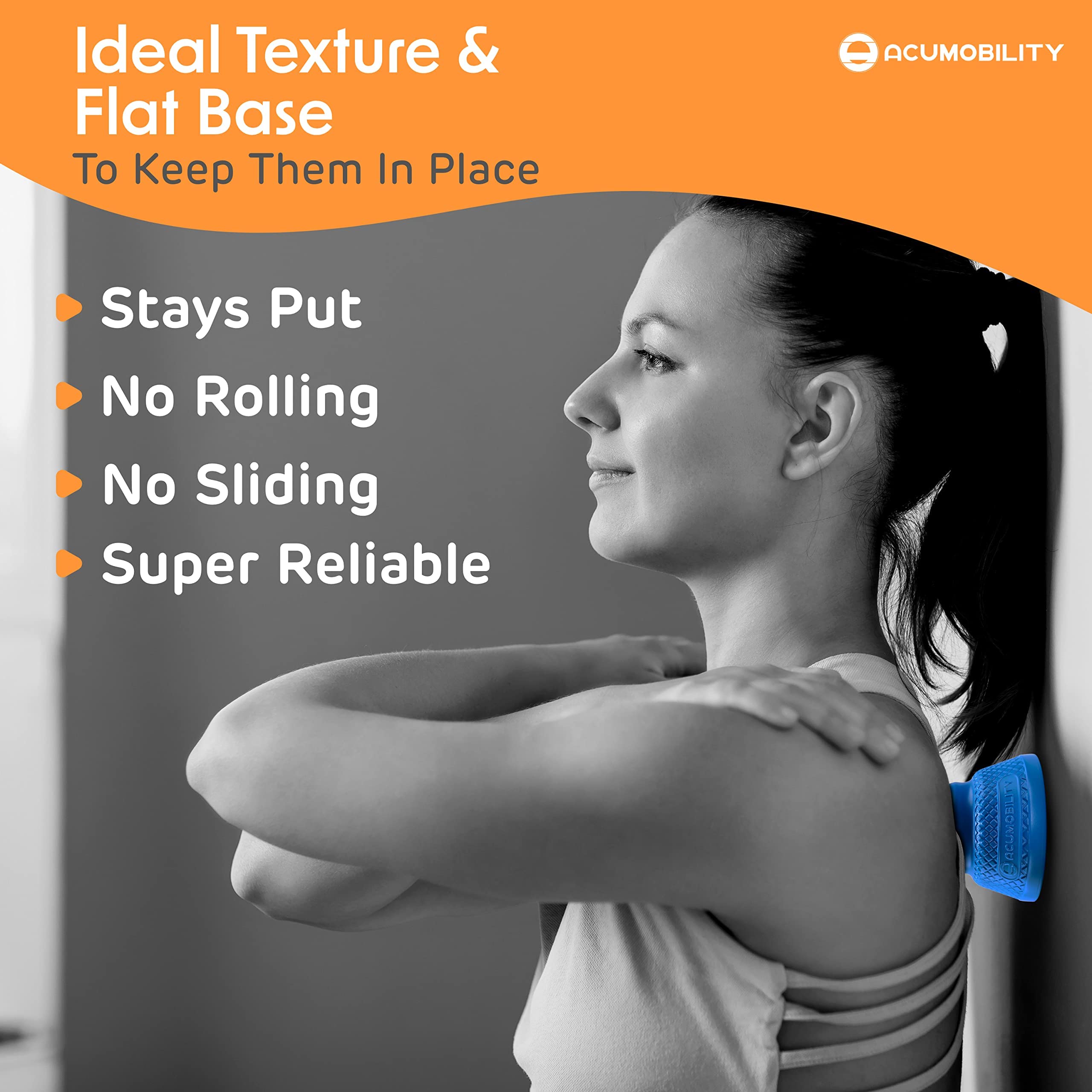 Acumobility chiropractor-designed ball offers professional-grade therapy at home.