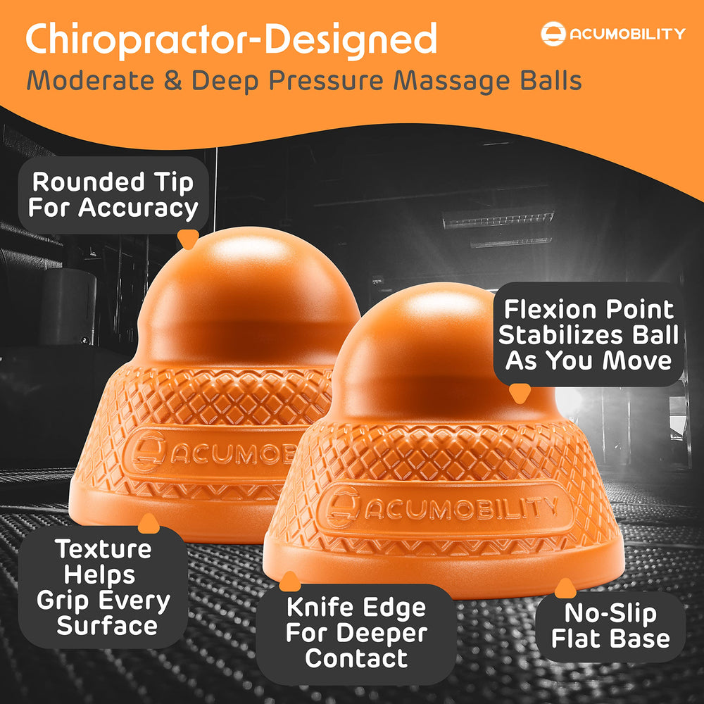 Acumobility trigger-point ball closeup shows targeted pressure capability.