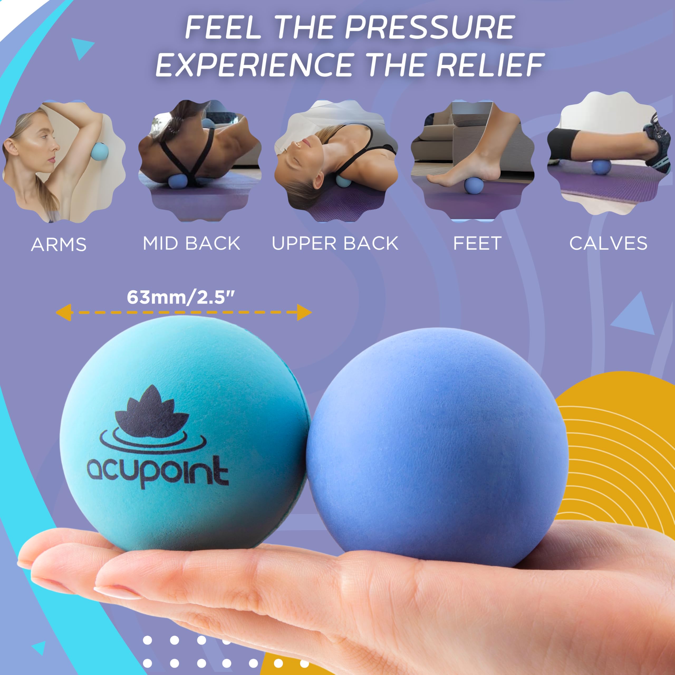 Acupoint ball targets back and shoulder knots with controlled pressure