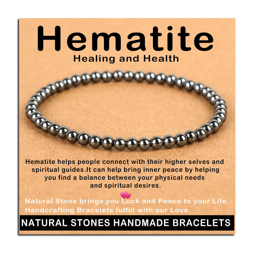 AD Beads 4mm hematite bracelet on stretch cord, comfortable wear