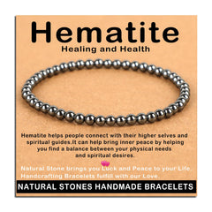 AD Beads 4mm hematite bracelet on stretch cord, comfortable wear