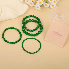 AD Beads Green Jade Heart Opening bracelet elastic cord ensuring comfortable fit.